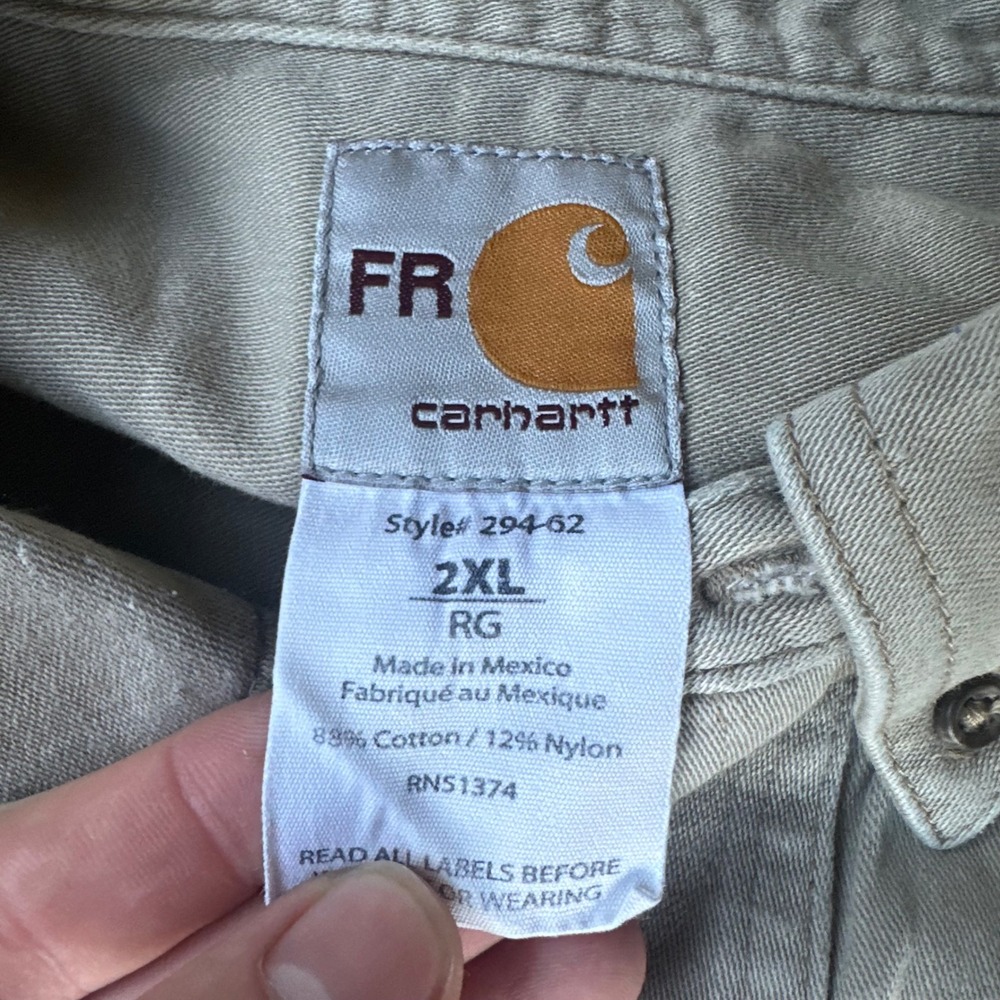 Carhartt FR Work Shirt Mens 2XL Gray Fair Flame Resistant Patch Utility 294-62 - Picture 3 of 9